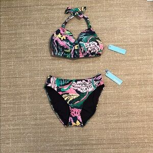 NWT BIRDSONG Tropical Print Bikini Set 32i/32g/medium Waikiki